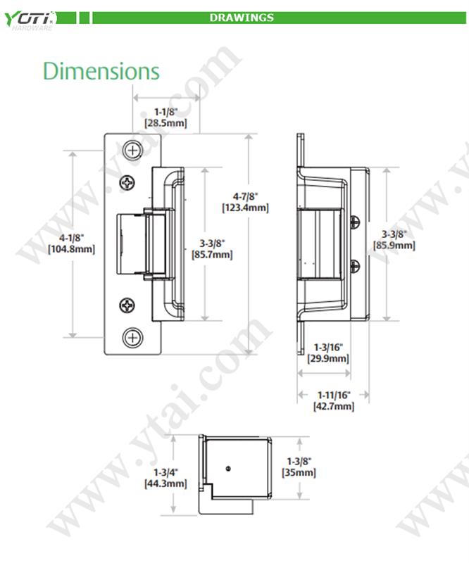 ES008 Series Electric Strike Lock Cylinders Easily Adjustable Opening